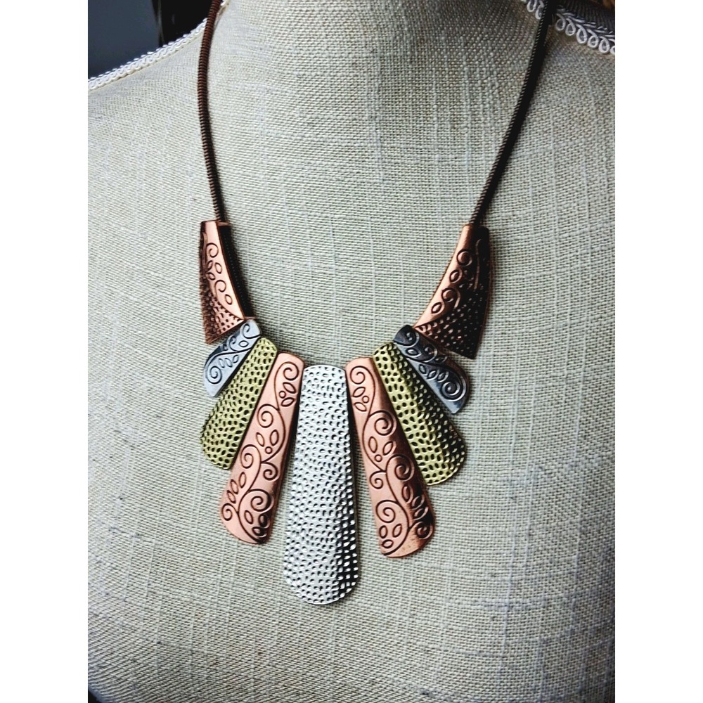 Paparazzi Untamed Blockbuster Necklace Tribal Copper Snake Chain Textured Boho